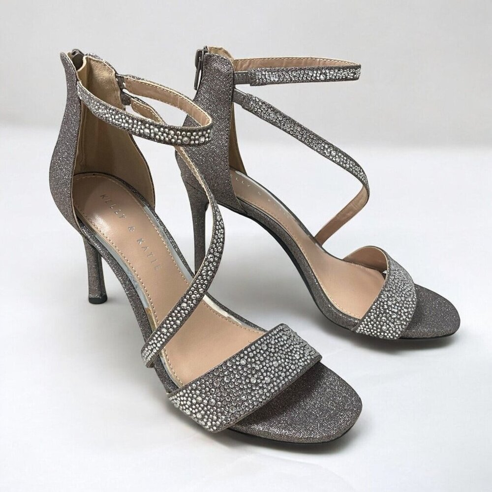 Kelly & Katie Nielle Strappy Glitter Sandal Heel Sz 9.5M (41) Evening Party 4" - Picture 5 of 12
